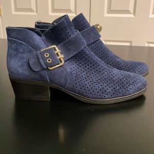 Blue Suede Karl Lagerfeld Booties, Size 9